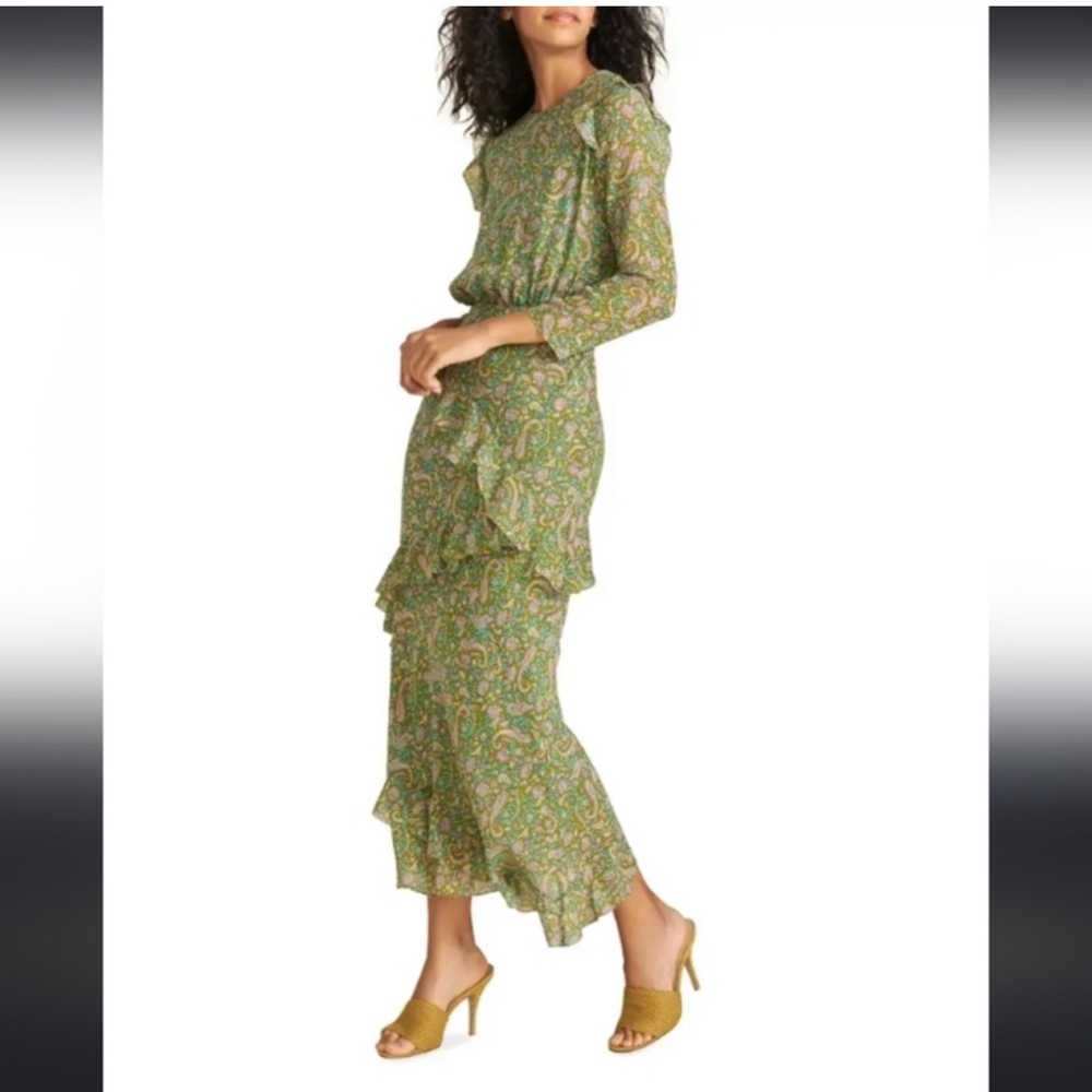 NWT Veronica Beard "Tenise" 100% Silk Paisley Ruffled Dress Size 8